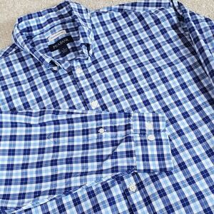 Jos A Bank Men's Button Down Shirt Size Large Blue Plaid Long Sleeve